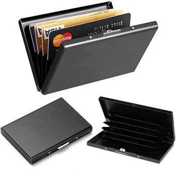 1 adet kart tutucu Erkekler RFID Engelleme Alüminyum Metal İnce Cüzdan Para Çantası Anti-tarama Kredi kart tutucu İnce Durumda Küçük Erkek Çantalar