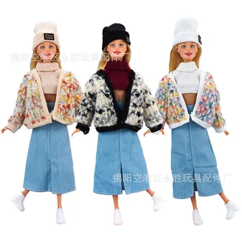 1 takım Kış oyuncak bebek giysileri Kıyafet Elbise Moda Ceket Şapka Üst Giyim barbie oyuncak bebek Giysileri Bebek Aksesuarları kız çocuk oyuncağı Hediyeler