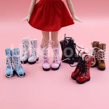 1 Çift PU Deri Moda Orta buzağı Martin Çizmeler Bebek Ayakkabıları Blythe Doll için, Pullip, Barbie, Azon 1/6 Bebek Aksesuarları