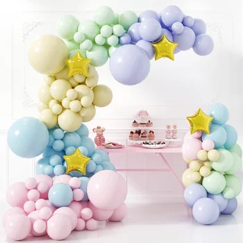 145 adet Macaron balon çelenk takım Unicorn Yıldız Gökkuşağı balon zincir takım Doğum Günü partisi mekan düzeni balon toptan