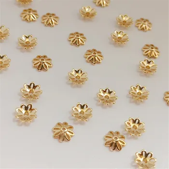 14K Bakır Sarılmış Kalın Altın Ochow çiçek tepsisi Boncuk diy bilezik Kolye Küpe Aksesuarları 7mm
