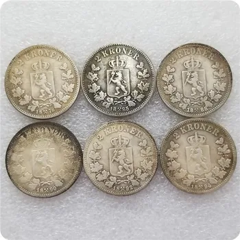 1878,1885,1888,1890,1892,1894,1902 2 KRON SİKKE Norveç Altın Gümüş Paralar Ev Dekorasyon Zanaat Sihirli Sikke Koleksiyon Sikke