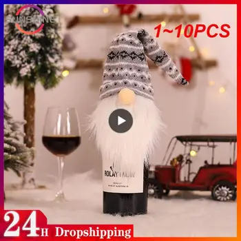 1~10 ADET Yeni Yıl 2024 Noel Süslemeleri Noel Baba Şarap Şişesi Toz Kapakları Şampanya Hediyeler Çanta Noel Ev Yemeği Parti