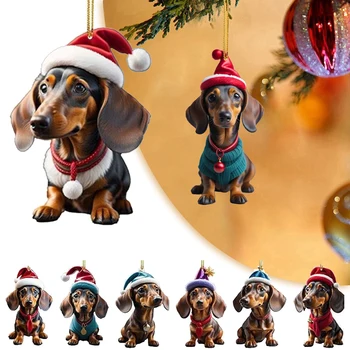 2 Adet Noel Süsler Asılı Dekorasyon Karikatür Sevimli Köpek 2023 Hediye Noel Asılı Ağaç Kişiselleştirilmiş Kolye Parti Malzemeleri