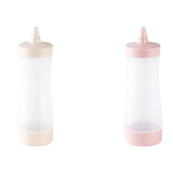 2 Adet sıkılabilir şişe Mutfak Aksesuarları sos teknesi Plastik Sos Sirke Yağı Ketçap Sos Cruet Çeşni Dağıtıcı-Pembe + Tr
