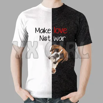 2022 Yaz Moda Erkek t shirt Make-Love-Not-War-Boxer 3D Her Yerinde Baskılı T Shirt Komik Köpek Tee gömlek Tops Unisex Tshirt