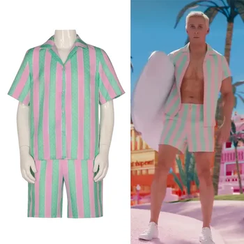 2023 Ken Ryan Gosling Cosplay Erkekler İçin Hawaii Gömlek kısa pantolon Film Ken Plaj Kıyafeti Seti Yetişkin Kostüm