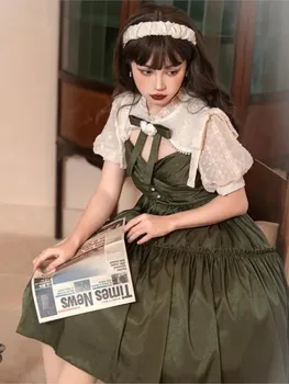 2023 Yeşil Tatlı Lolita Elbise Kadınlar Zarif Victoria Puf Kollu Prenses Elbise Japon Sevimli Balo Elbise doğum günü partisi elbisesi