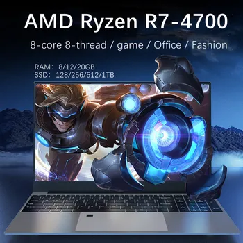 2023new 15.6 inç Metal Dizüstü Arkadan Aydınlatmalı AMD R7 - 4700 Hafif Taşınabilir İş Ofis Tasarım Bilgisayar 20GB Ram 256G 1TB SSD