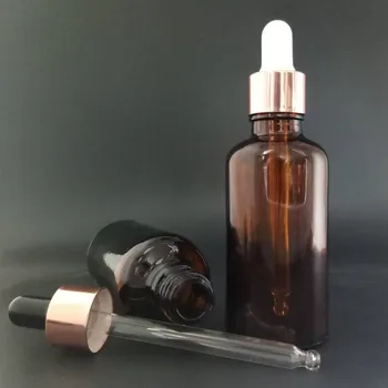 20X Amber Cam Damlalık Şişe Doldurulabilir Çay Ağacı Yağı Uçucu Aromaterapi parfüm konteyneri Pipet Doldurulabilir Gül Altın Kap
