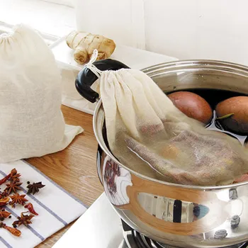 26cm X 20cm Örgü Çanta Pamuk Keten Kullanımlık Gıda Filtre örgü Çanta Somun Süt Fasulye Muslin Balık Çorbası Pişirmek Kaynar