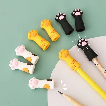 3 adet Sevimli Kedi Pençe Kalem Kapağı Seti Silikon Yumuşak dokunuşlu kalem Kapağı Çoklu Şekiller Kırtasiye Okul Öğrenci