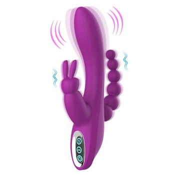 3 İn 1 Tavşan Vibratörler Kadın İçin Yapay Penis Klitoris Masajı Anal Boncuk Seks Oyuncakları G-spot Stimülatörü Kadın Masturbator Yetişkinler İçin 18+
