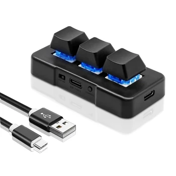 3 tuşlu USB Tip C Kablolu Tuş Takımı Makro Programlanabilir USB+2.4 G Kablosuz+BT 3 Modu Mekanik Oyun Klavyesi PC Oyun Ofis İşleri