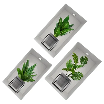 3 Yaprak yeşil bitki saksı Duvar Sticker Wallpick çıkartmaları sulu Calcomanias De Pared Pvc