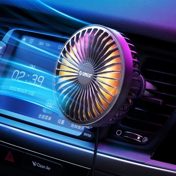 360 ° Dönebilen Araba Oto Güçlü Soğutma Hava Fanı Güçlü Hava Akışları 3 Hız Soğutucu LED Gece Lambası ile USB Güç Kaynağı H8WD