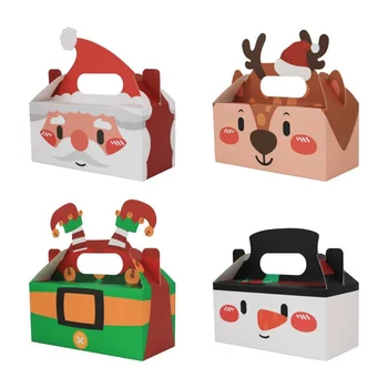 4 adet Santa Kardan Adam Noel Şeker Kutuları Mutlu yılbaşı dekoru Ev İçin 2023 Noel Hediye Kutusu Navidad Yeni Yıl Paketleme Çantaları