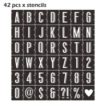 42 adet Birbirine Şablon Kaya Duvar Alfabe Mektubu Stencil Sembol Numarası Boyama Ahşap Yeniden Kullanılabilir DIY Sanat Projesi Zanaat