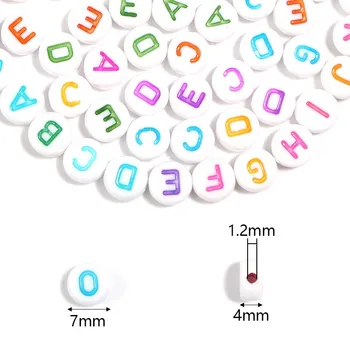 50 adet 7mm Düz Yuvarlak Karışık Renkli 26 Mektubu Boncuk Alfabe halka boncuk Takı Yapımı İçin Dıy El Yapımı Bilezik Aksesuarları