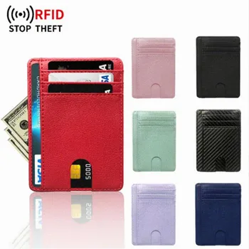 8 Yuvası İnce RFID Engelleme deri cüzdan Kredi kimlik kartı tutucu Çanta Para Kılıfı Anti Hırsızlık Erkekler Kadınlar Erkekler için moda çantalar