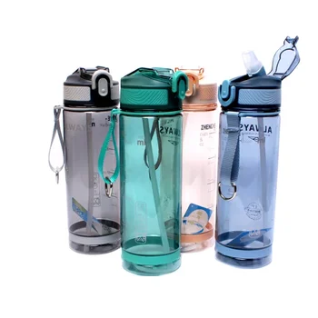 800ml Spor Su Şişesi saman ile Kamp Yürüyüş İçin Açık Plastik Şeffaf BPA Ücretsiz Şişe erkekler Drinkware