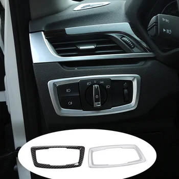 ABS Araba Styling Far Anahtarı Düğmesi Çerçeve ayar kapağı Sticker BMW İçin Fit X1 F48 X2 F39 2016-2021 Oto Aksesuarları