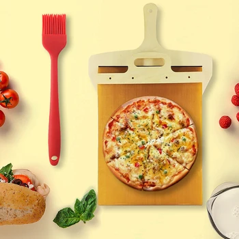 Ahşap Pizza Spatula fırçalı kürek Pizza Transfer Kürek Asılı Pizza Kesme Tahtası Pizza Yapmak için Ekmek Pişirme