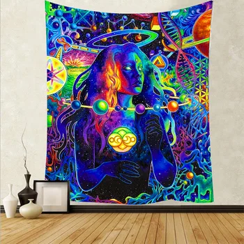 Alien Psychedelic Goblen Mandala Duvar Asılı Bohemian Dekorasyon Soyut Hippi Büyücülük Goblen Ev yatak odası dekoru Tapiz