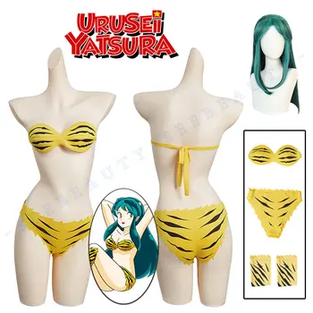 Anime Urusei Yatsura 2022 Lum Invader Cosplay Kostüm Peruk Kaplan çizgili Bikini Mayo Mayo Tayt Kadınlar Ataru Moroboshi