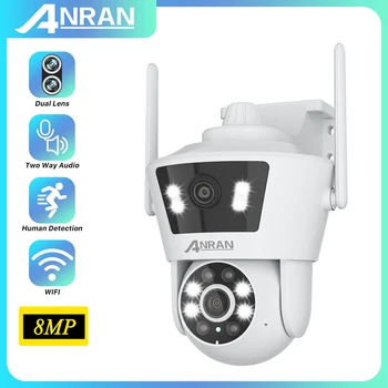 ANRAN 8MP 4K Güvenlik Kamera 4MP PTZ WİFİ Kamera Çift Lens Açık Güvenlik Koruma Tam Renkli Gece Görüş Otomatik İzleme