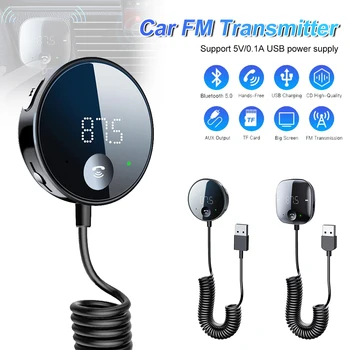 Araba FM Verici MP3 Çalar Kablosuz Stereo Adaptörü Bluetooth 5.0 AUX Çıkışı Destek TF Kart USB Çıkışı ile Handsfree Çağrı