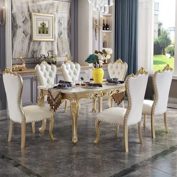 Avrupa yemek sandalyesi modern oyma katı ahşap otel eğlence beyaz tırnak arka tabure masası ev yemek odası sandalyesi