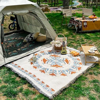 Açık kamp battaniyesi piknik örtüsü Etnik Tarzı Oturma Odası için Halılar Çok Fonksiyonlu Şekerleme Yatak kanepe kılıfı Battaniye Kilim Yatak Odası