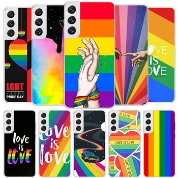 Aşk Aşk LGBT Gökkuşağı Kılıf Samsung Galaxy S23 Ultra S22 Artı S21 + S20 FE Telefon Kapak S10 S9 S8 S10E S7 Kenar Temizle Kabuk