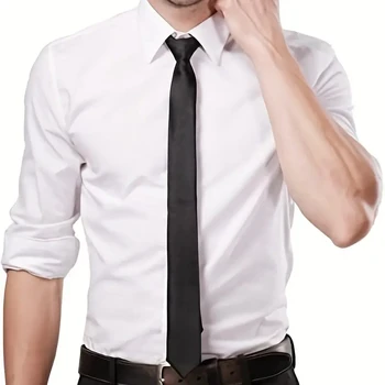 Basit Ve Rahat 5CM Siyah Kravat erkek Resmi İş Dar Baskı Düğün Öğrencileri Moda Düz Renk Kravat