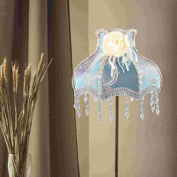 Baskılı Prenses Abajur Kumaş Abajurlar Masa Süslemeleri Avrupa Odası Estetik Batı Kumaş