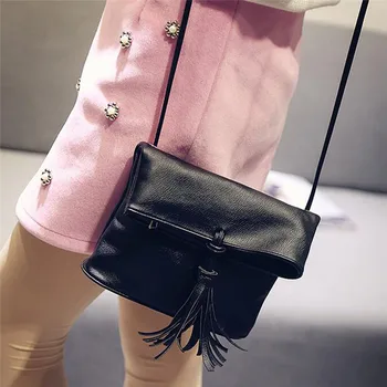 Bayanlar Püskül Tasarım Kadın PU Deri çapraz askılı çanta Telefonu Çantası Küçük Sling omuz çantaları Kat Kapatma Çanta Çantalar