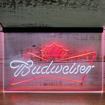 Budweiser Kral Bira Bar Dekor Hediye Çift Renkli Led Neon Burcu
