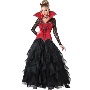 Cadılar bayramı Kadınlar Kraliçe Kostüm Cosplay uzun elbise Zarif Kadın Kraliçe Disguise Parti Rol Oynamak