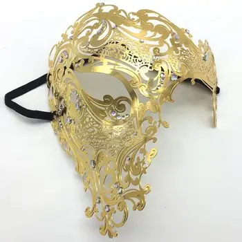 Demir Maske Kadın Yarım yüz Hollow Rhinestone Masquerade Dans Sahne Parti