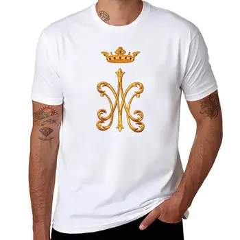 Eğlenceli Katolik hediyeler-Ave Maria Monogram sembolü beyaz / katolik hediyelik eşya dükkanı ve mağaza vaftiz hediyeler, onay hediye T-Shirt