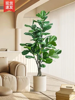 Ficus mandshurica simülasyon yeşil bitkiler High-end lüks büyük kapalı TV dolabı dekoratif süsler biyonik çiçek bitkiler sahte