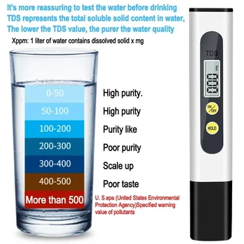 Filtre Dijital Metre Hidroponik Hızlı Su 0-9990ppm İçme Monitör Test Analizörü Kaliteli Havuzları Akvaryum Test Cihazı