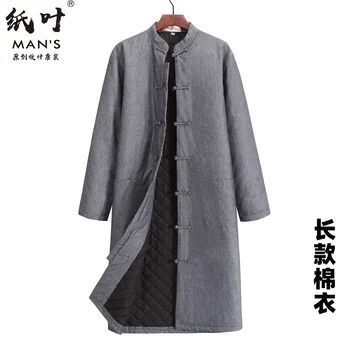 Geleneksel çin giyim erkekler için Zen elbise Taocu keşiş elbise pamuk Ceketler erkekler için Kış Kalınlaşmak Ceket Budist pamuklu ceket