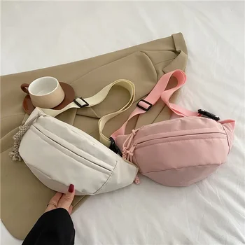 Göğüs Çantası muz Çantası Kadınlar için Sling Crossbody Bel Paketi Tuval Koşu Bel Çantası Rahat fanny Paketleri Spor Yarım Ay bel çantası