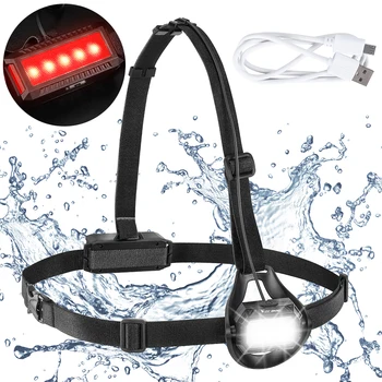 Güvenlik uyarı ışığı 90 ° ayarlanabilir hafif göğüs el feneri USB şarj koşu göğüs ışık kamp koşu balıkçılık