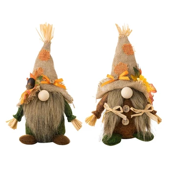 H7EA Güz Gnome Şükran Dekor için Housewarmings Cüceler Elfler Hasat