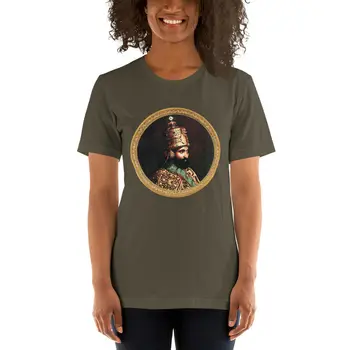 Haile Selassie I Jah Rastafari-Unisex-Organik Reggae Rasta Kökleri T-Shirt
