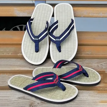 Hasır Mat Terlik Kadın Rahat Flip Flop plaj terlikleri Rattan Çim Sandalet Ev Moda Açık Sandalet Terlik Chaussure