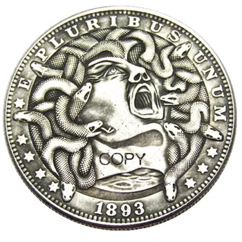 HB(105)Hobo ABD Morgan Dolar 1893 kafatası zombi iskelet Gümüş Kaplama Kopya Paraları